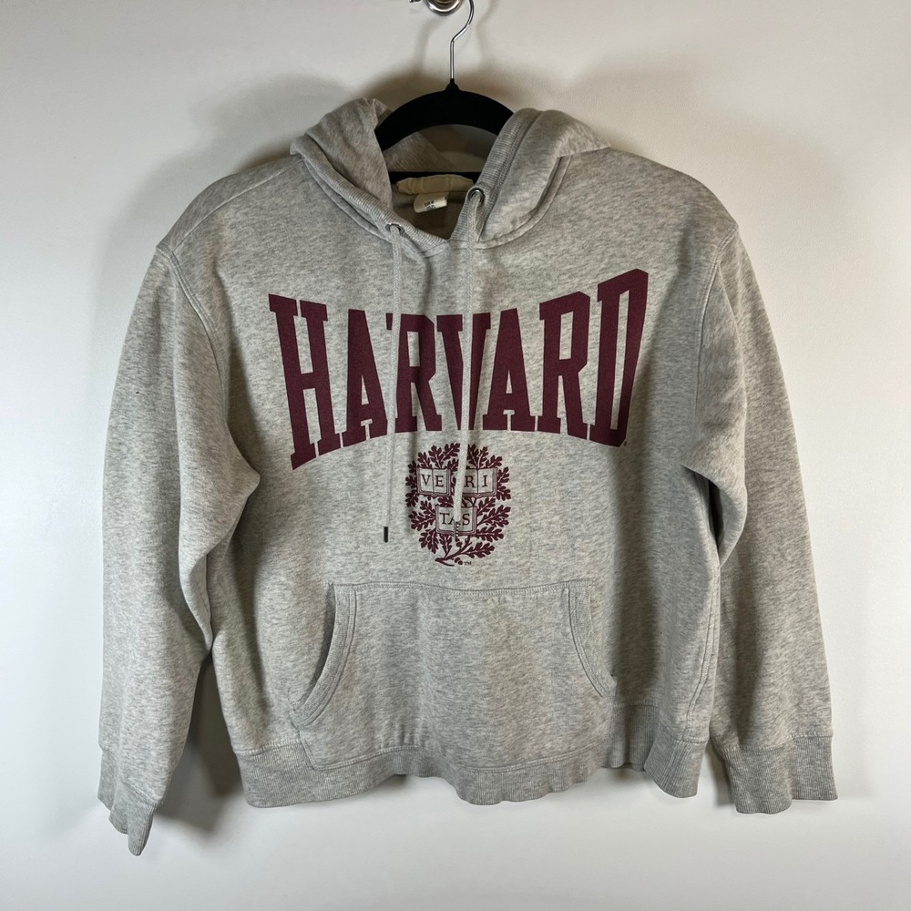 L.O.G.G. Harvard University Grey Hoodie Sweatshirt Pullover Hooded Top Size‎ M